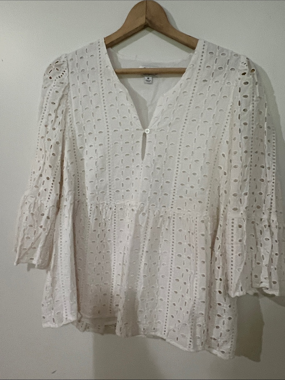 Mud Pie 100% Cotton White Eyelet Peasant Tunic